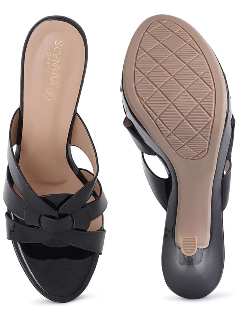 black synthetic slip on sandals - 18393508 -  Standard Image - 4