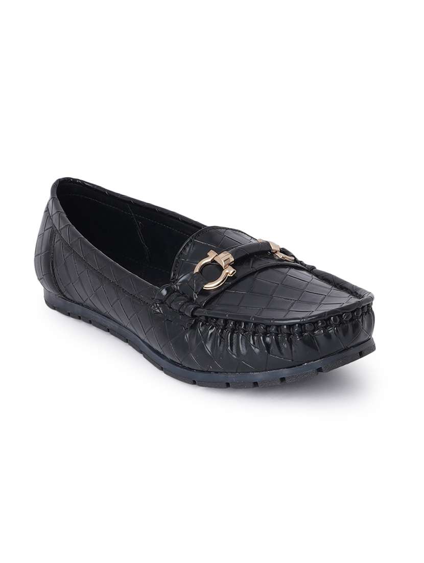 black synthetic slip on loafers - 18393514 -  Standard Image - 1
