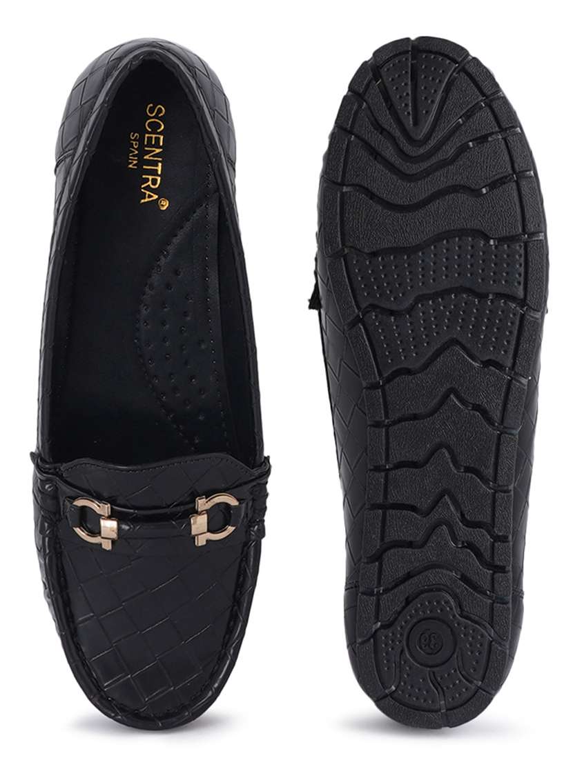 black synthetic slip on loafers - 18393514 -  Standard Image - 4