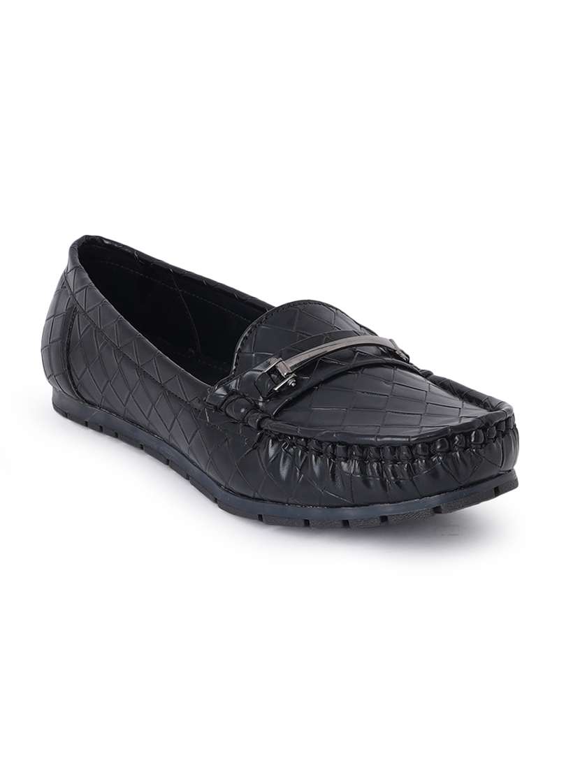 black synthetic slip on loafers - 18393516 -  Standard Image - 1