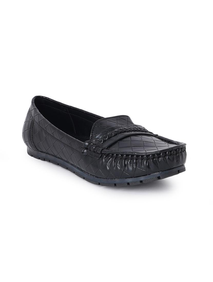 black synthetic slip on loafers - 18393519 - Standard Image - 1
