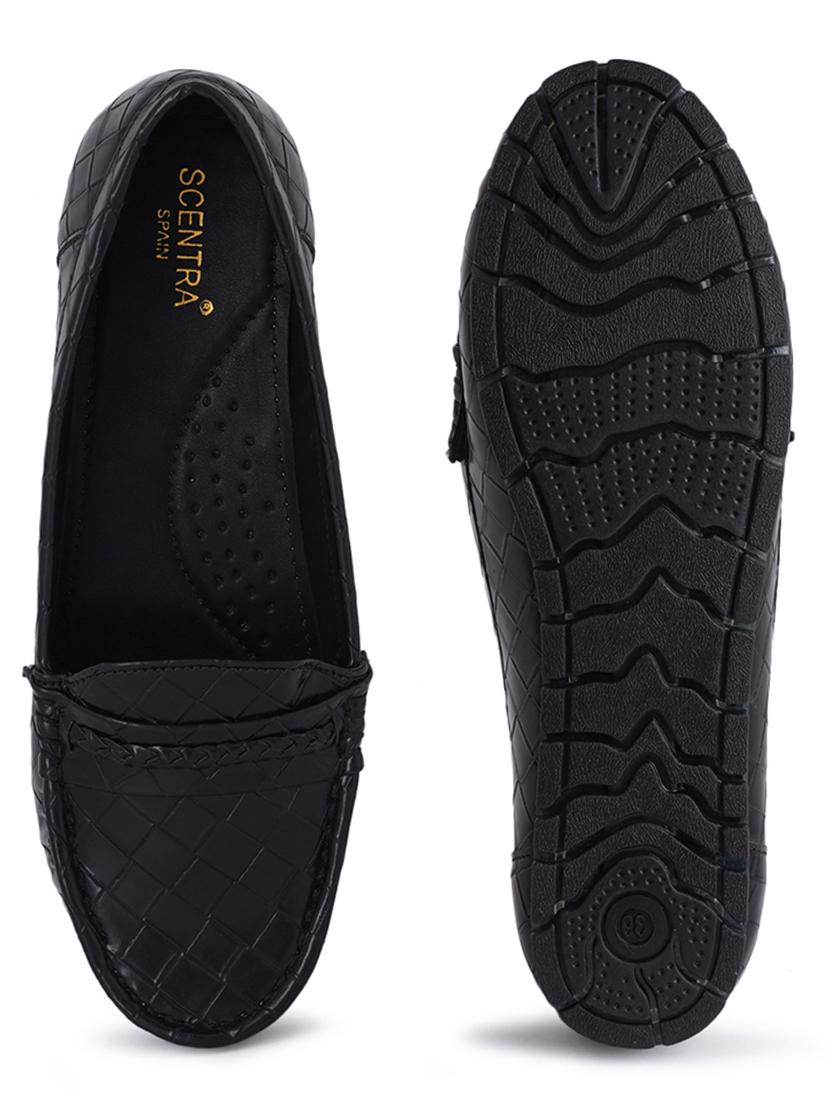 black synthetic slip on loafers - 18393519 - Standard Image - 4
