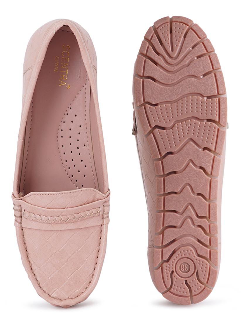 pink synthetic slip on loafers - 18393520 - Standard Image - 4
