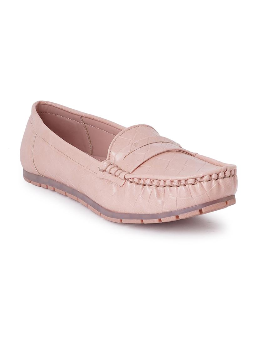 pink synthetic slip on loafers - 18393523 - Standard Image - 1