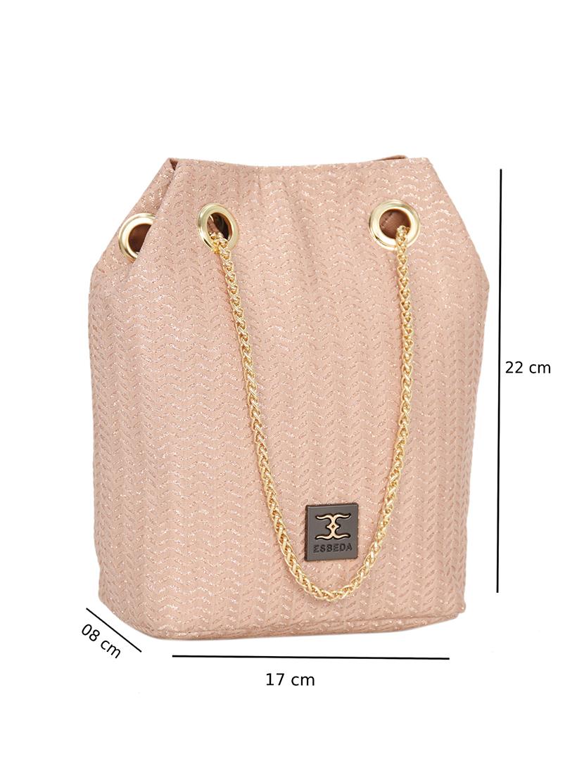 gold textured regular handbag - 18393662 - Standard Image - 4