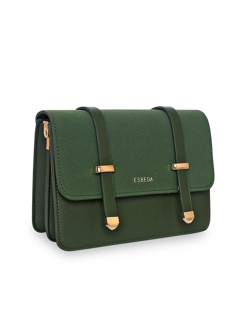 green solid regular sling bag - 18393679 - Standard Image - 4