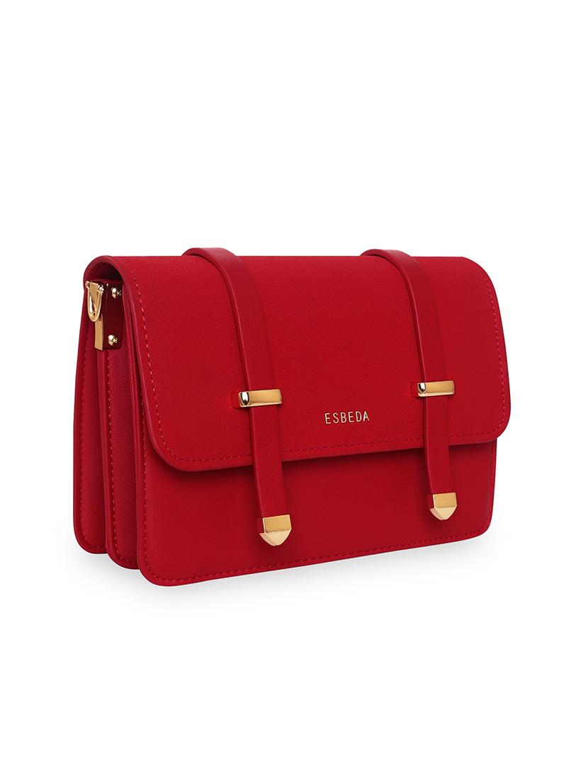red solid regular sling bag - 18393683 - Standard Image - 4