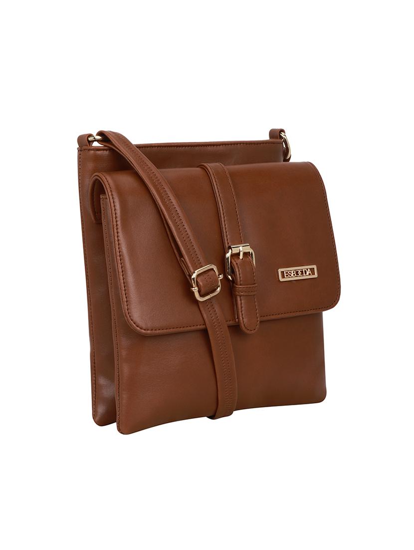 tan solid regular sling bag - 18393708 - Standard Image - 4