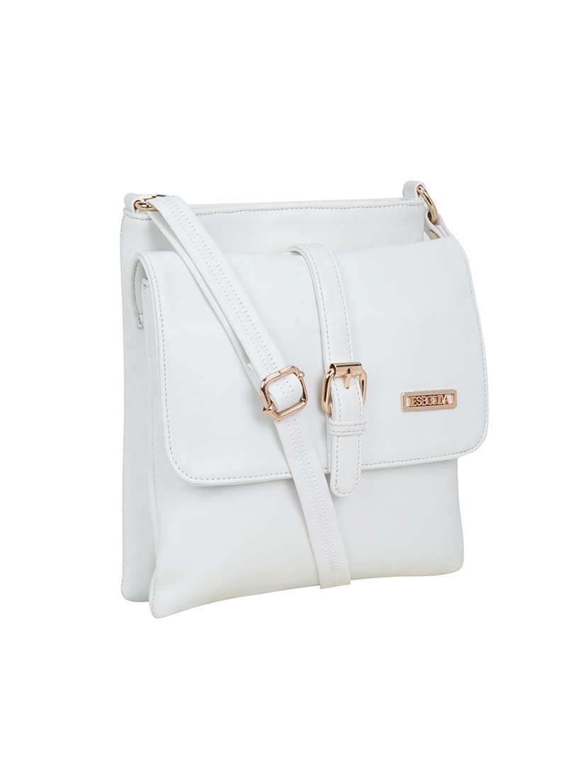 white solid regular sling bag - 18393709 - Standard Image - 4