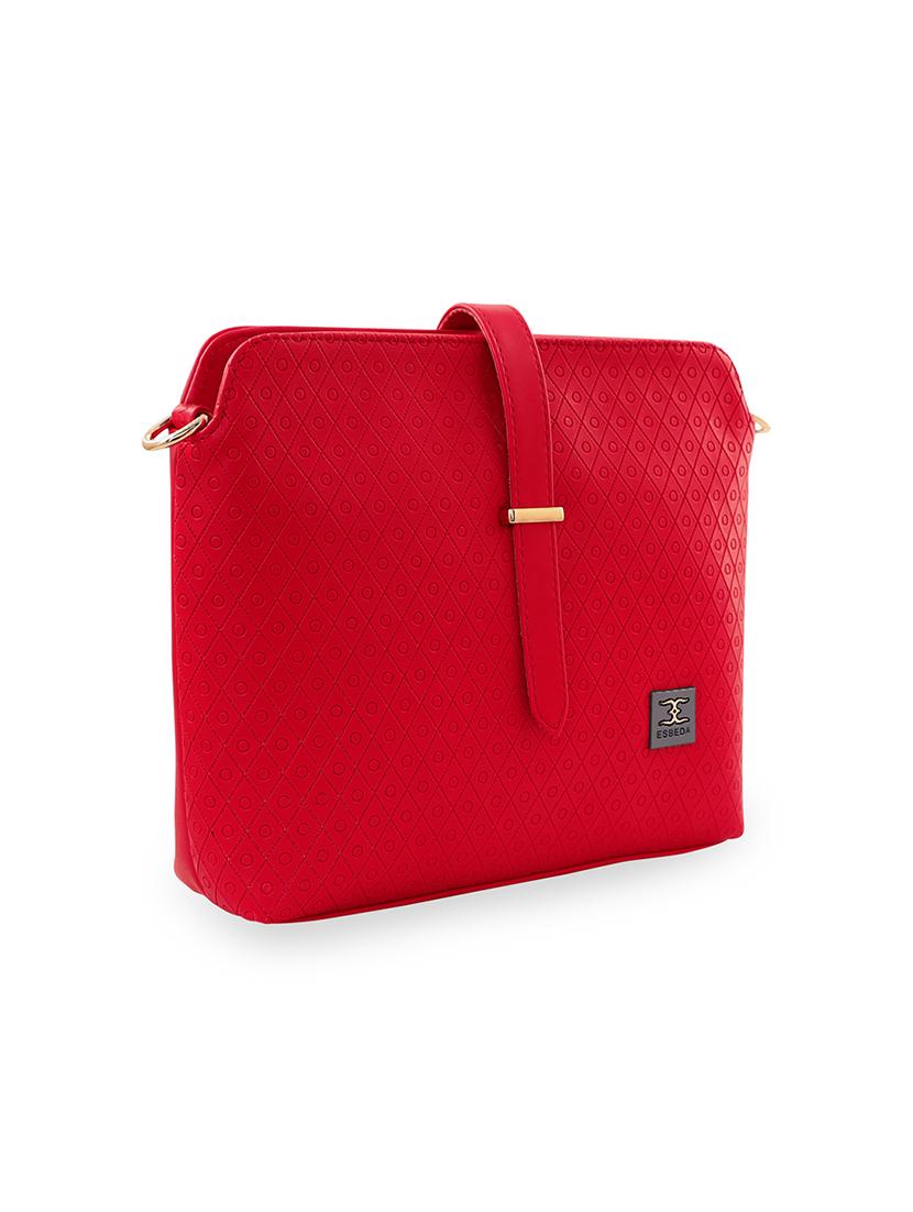 red textured regular sling bag - 18393716 - Standard Image - 4