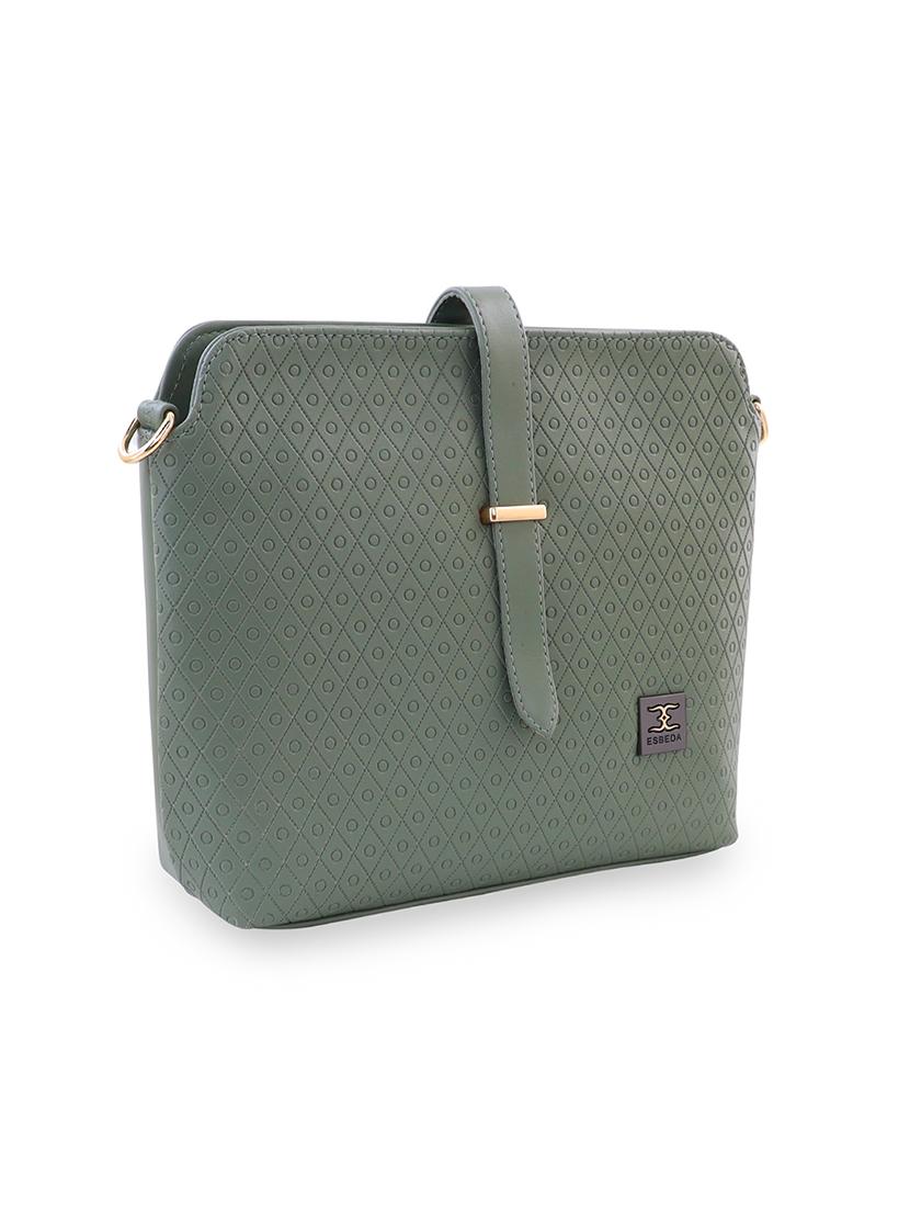 olive textured regular sling bag - 18393722 -  Standard Image - 1