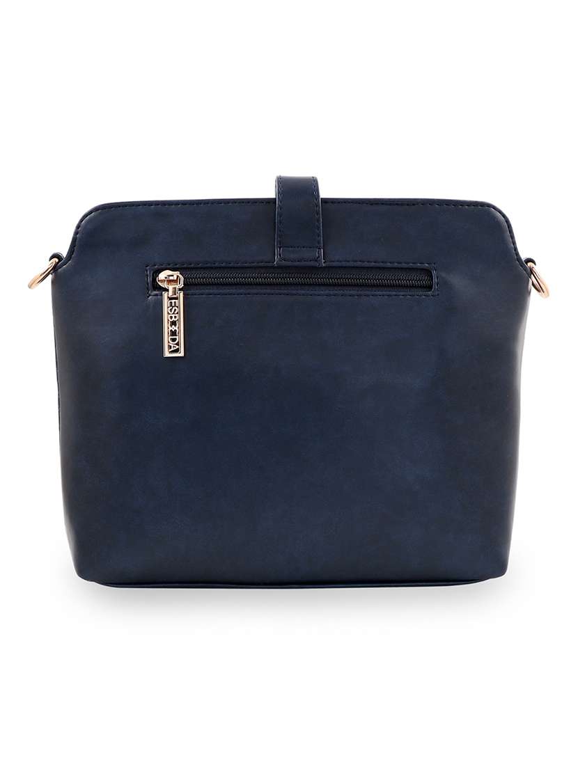 navy blue textured regular sling bag - 18393724 -  Standard Image - 1