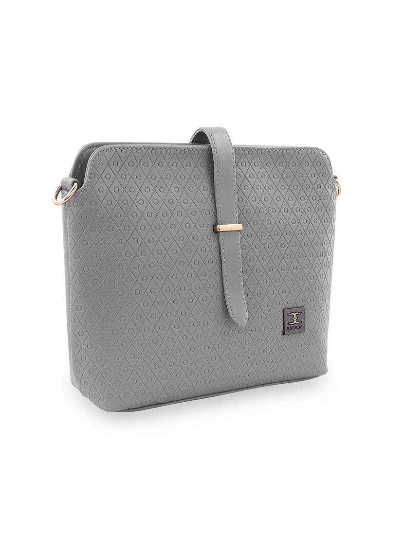 grey textured regular sling bag - 18393725 - Standard Image - 4