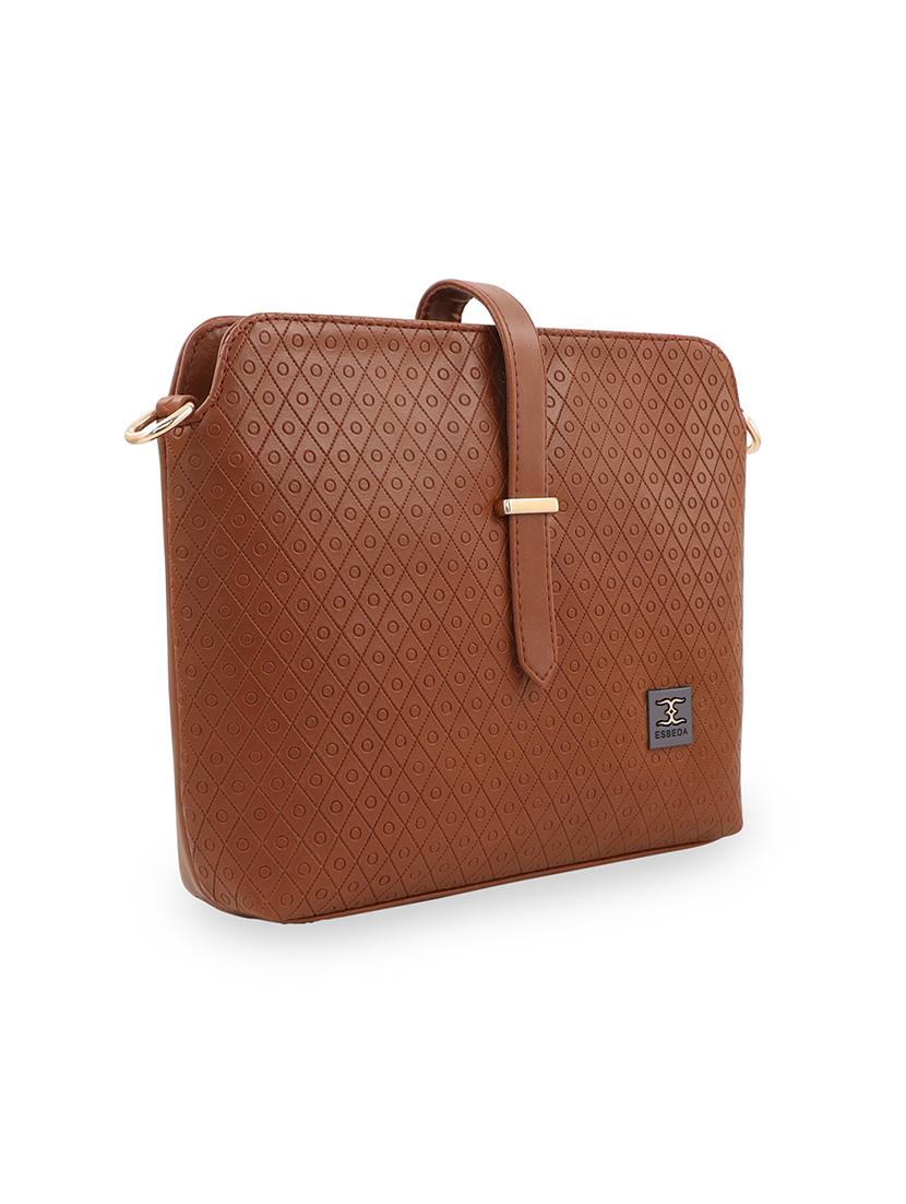 tan textured regular sling bag - 18393727 - Standard Image - 4