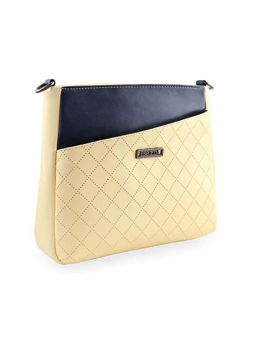 yellow textured regular sling bag - 18393737 -  Standard Image - 4