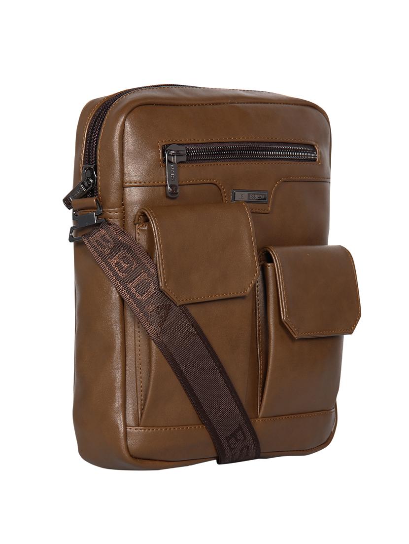 khaki solid regular sling bag - 18393748 - Standard Image - 4
