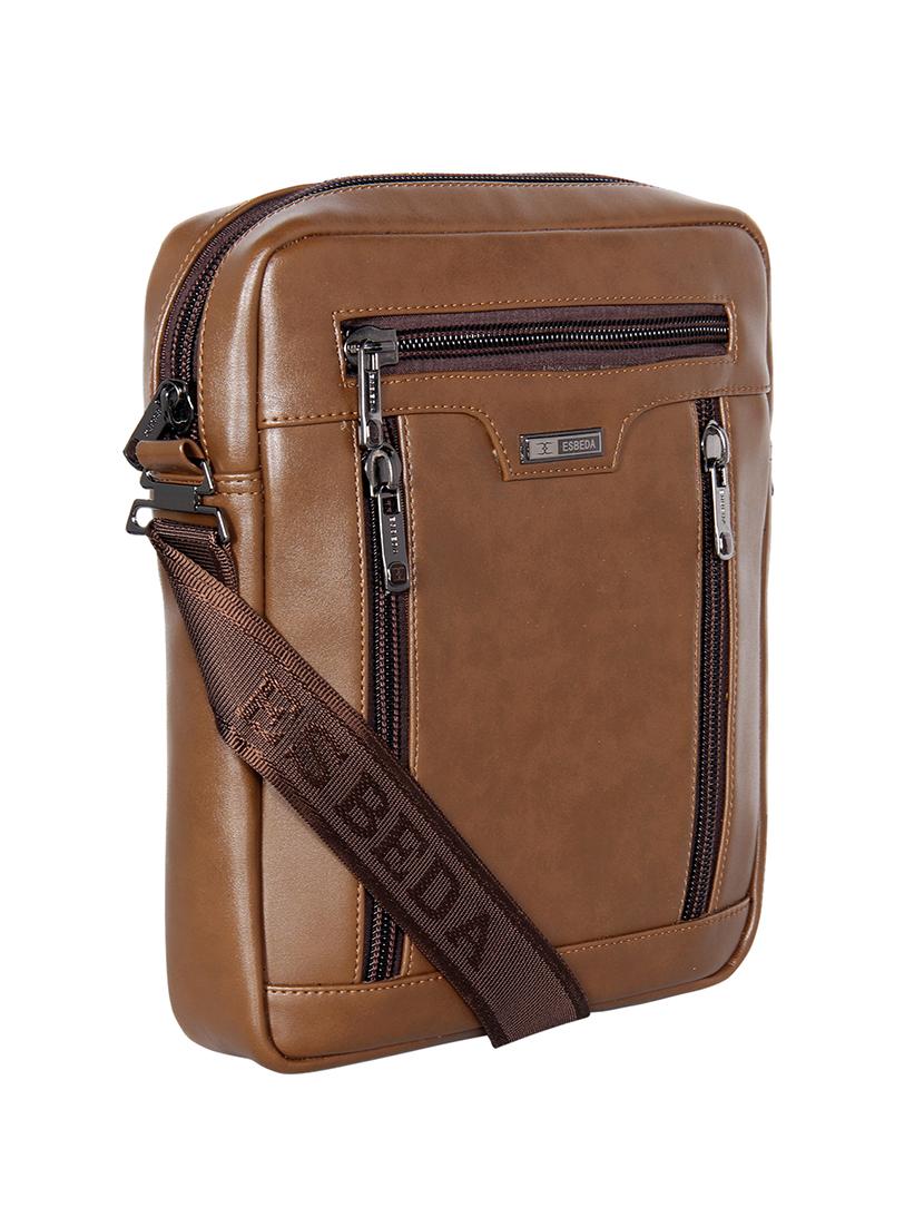khaki solid regular sling bag - 18393753 - Standard Image - 4