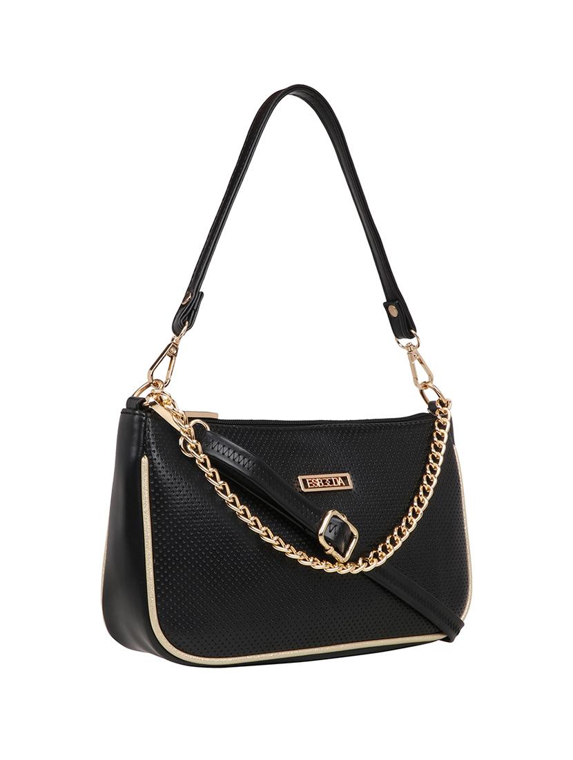 black solid regular sling bag - 18393803 - Standard Image - 4