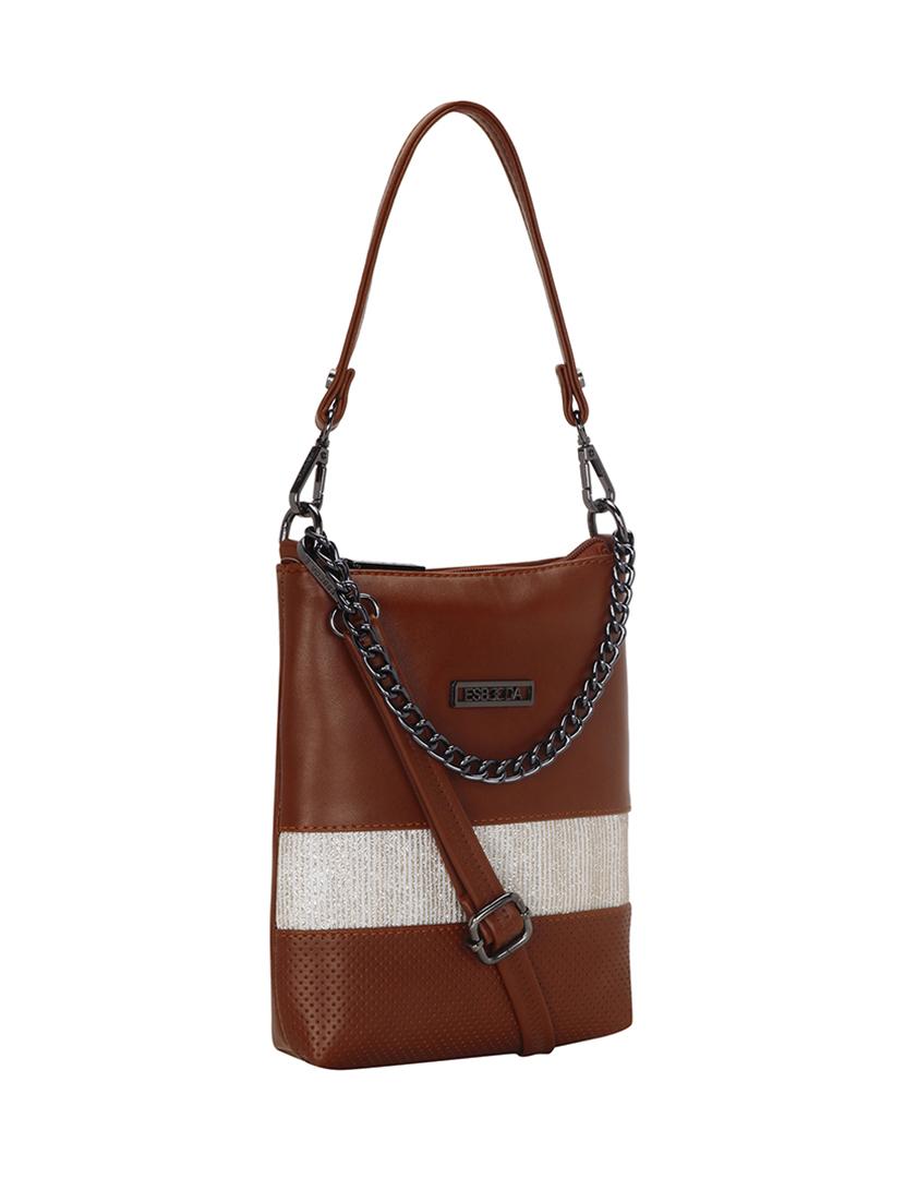 tan solid regular sling bag - 18393823 - Standard Image - 4