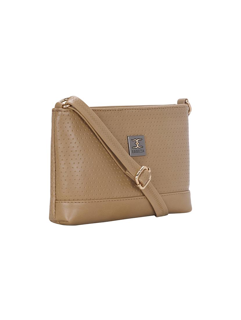 beige textured regular sling bag - 18393848 - Standard Image - 4