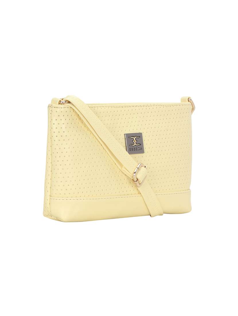 yellow textured regular sling bag - 18393849 - Standard Image - 4