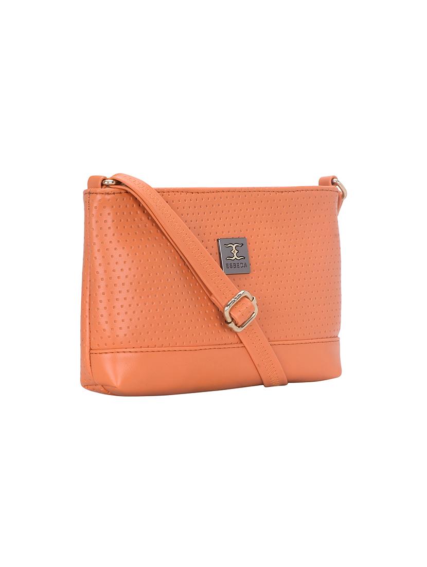 orange textured regular sling bag - 18393855 - Standard Image - 4
