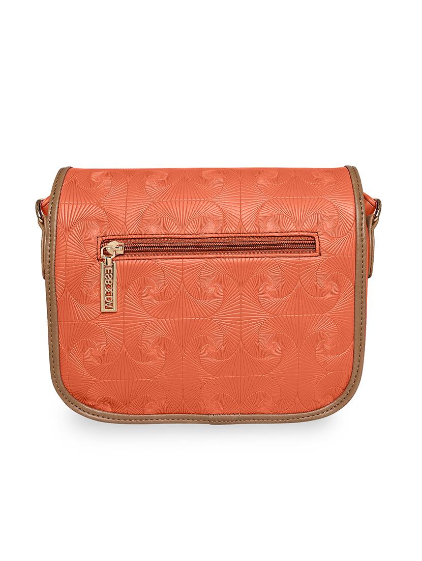 orange textured regular sling bag - 18393862 -  Standard Image - 1