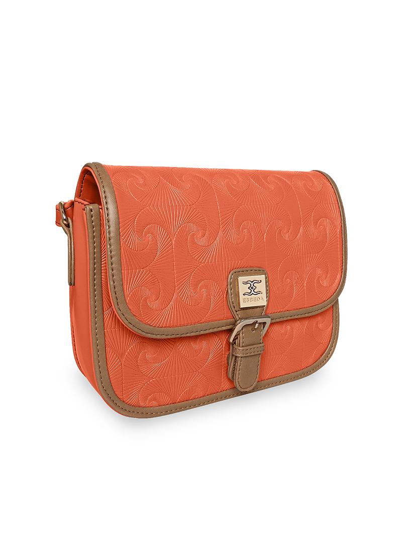 orange textured regular sling bag - 18393862 - Standard Image - 4