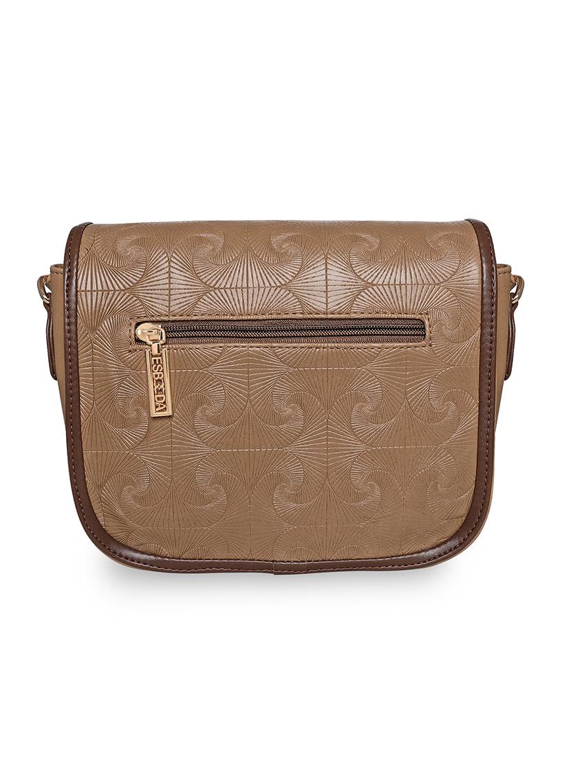 beige textured regular sling bag - 18393867 - Standard Image - 1