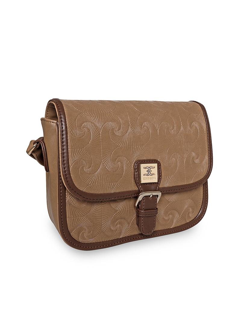 beige textured regular sling bag - 18393867 - Standard Image - 4