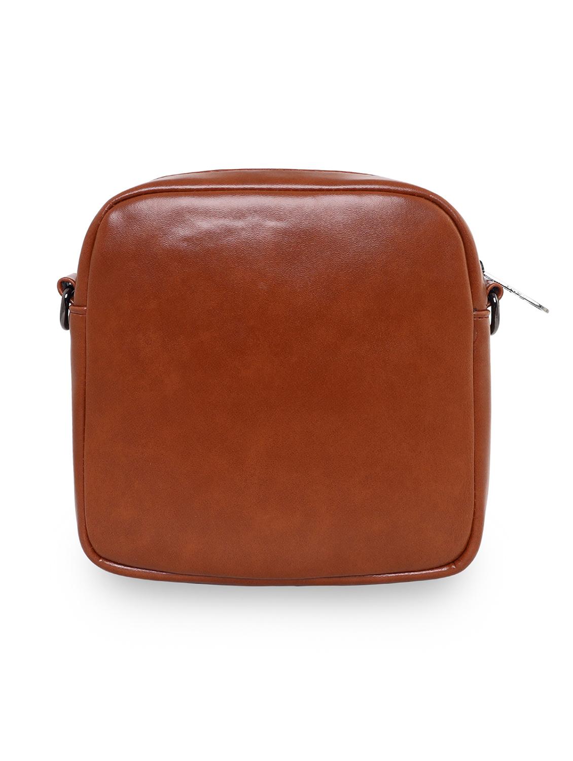 tan textured regular sling bag - 18393895 - Standard Image - 1