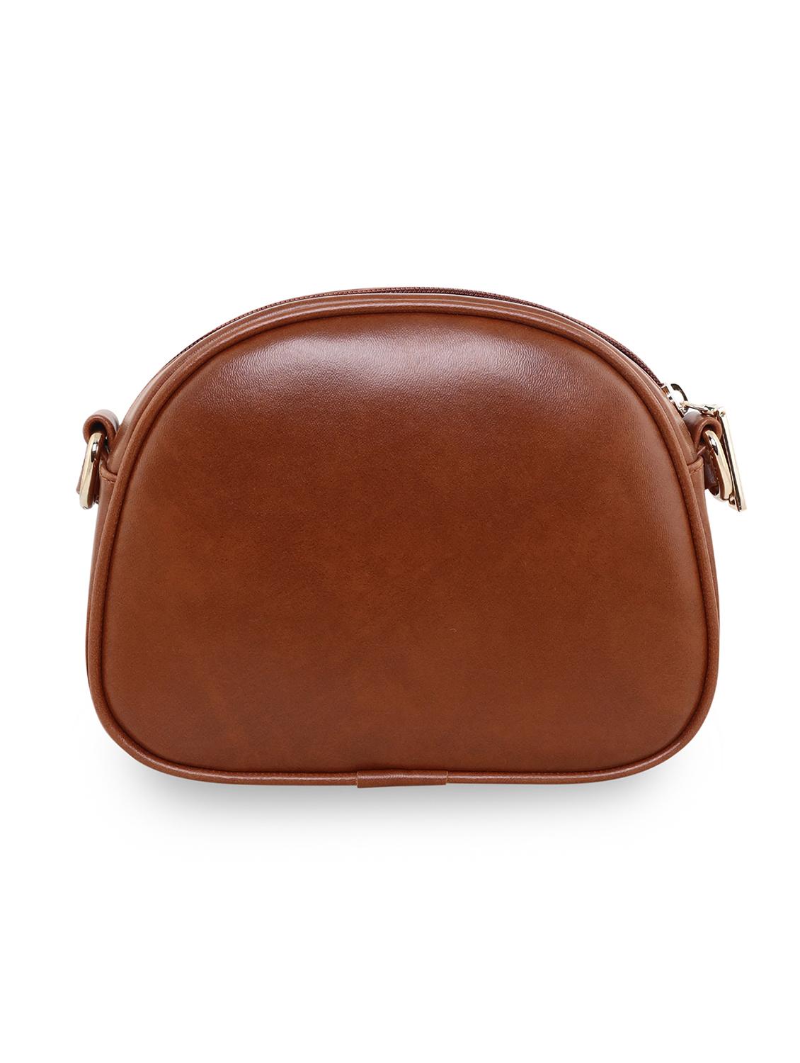 tan textured regular sling bag - 18393912 -  Standard Image - 1