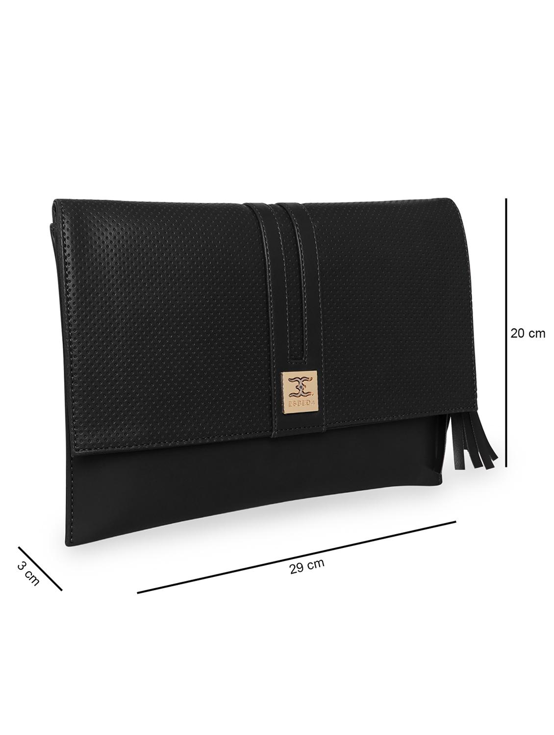 black leatherette envelope clutch - 18393921 - Standard Image - 4
