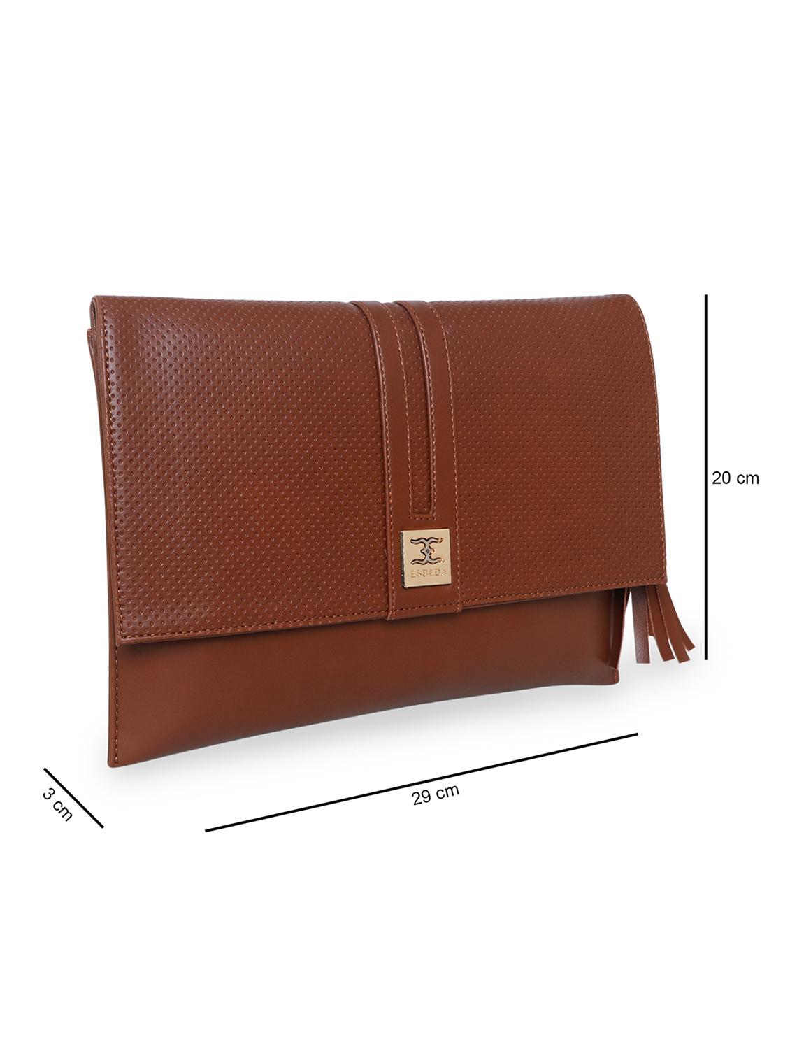 tan leatherette envelope clutch - 18393924 - Standard Image - 4