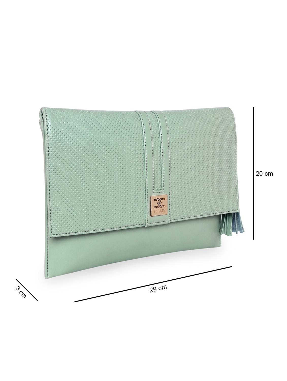 green leatherette envelope clutch - 18393925 - Standard Image - 4