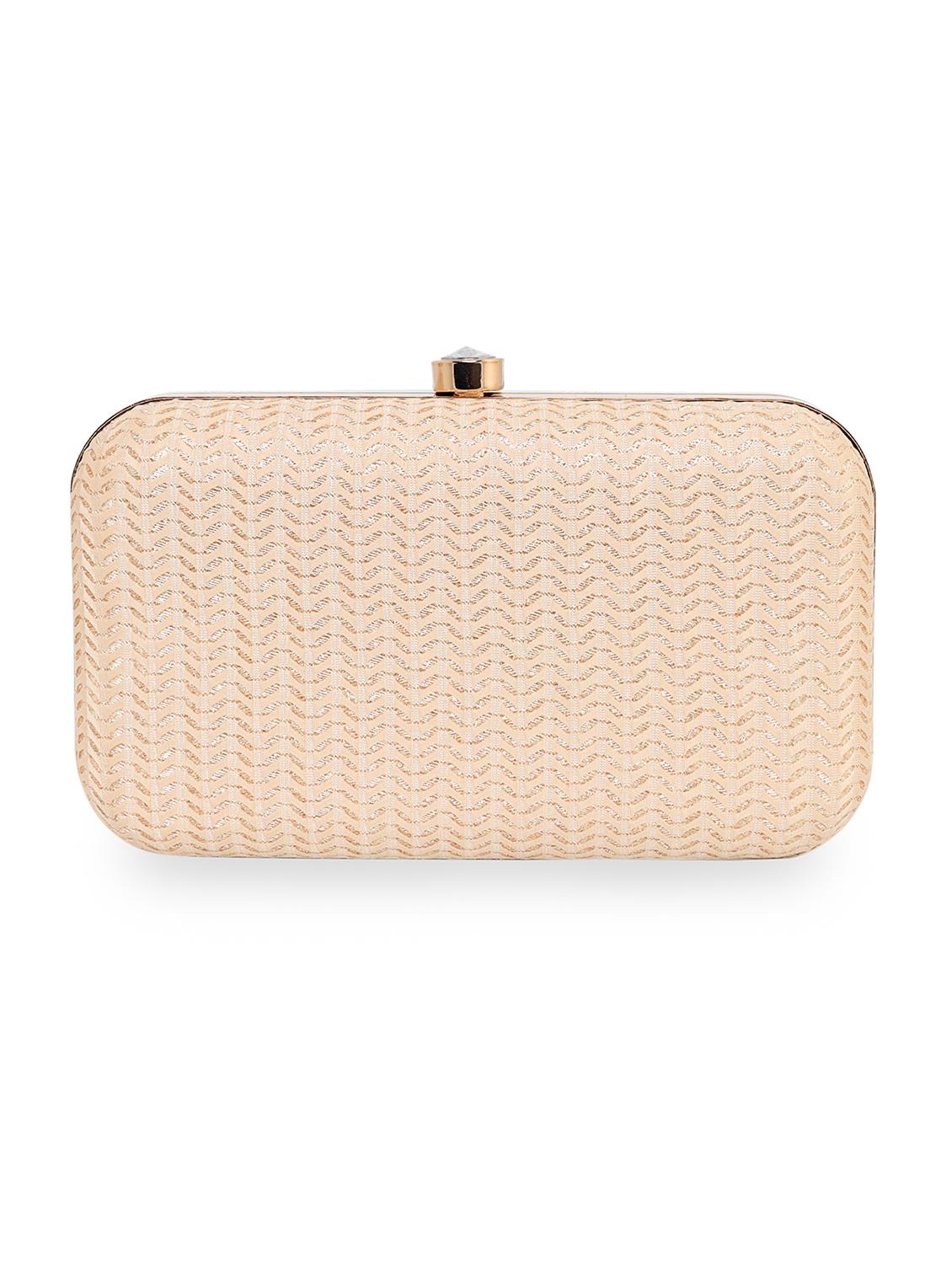 gold textured box clutch - 18393947 -  Standard Image - 1