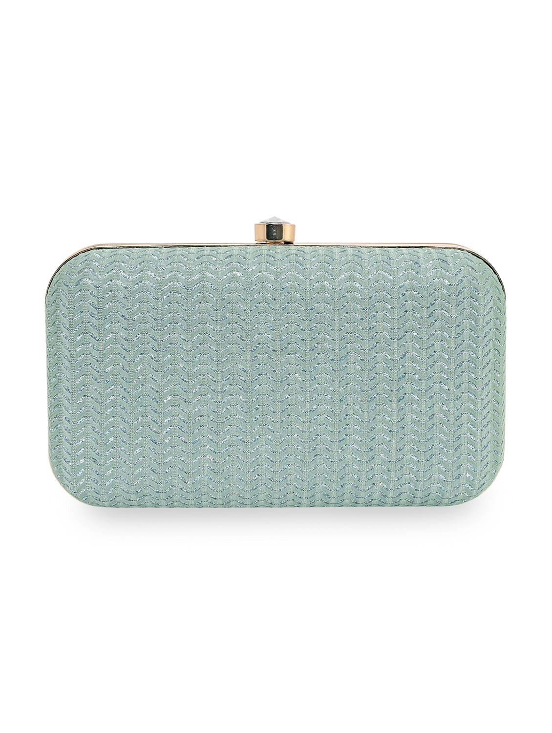 green textured box clutch - 18393948 - Standard Image - 1