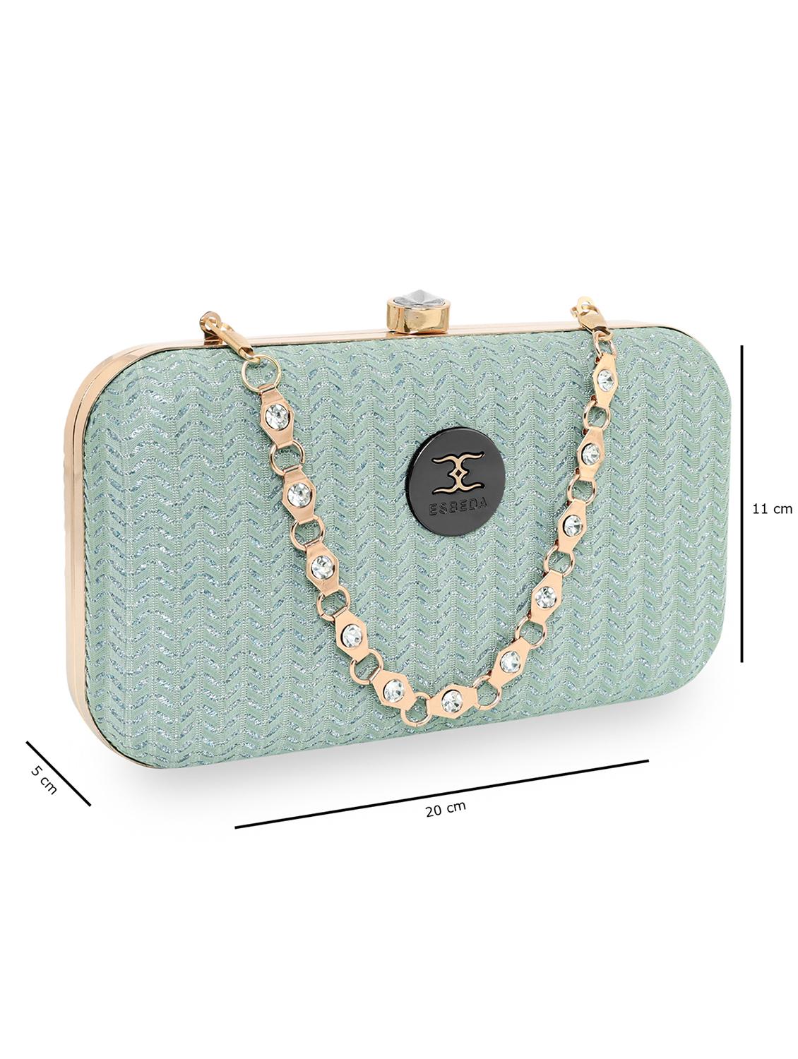 green textured box clutch - 18393948 - Standard Image - 4