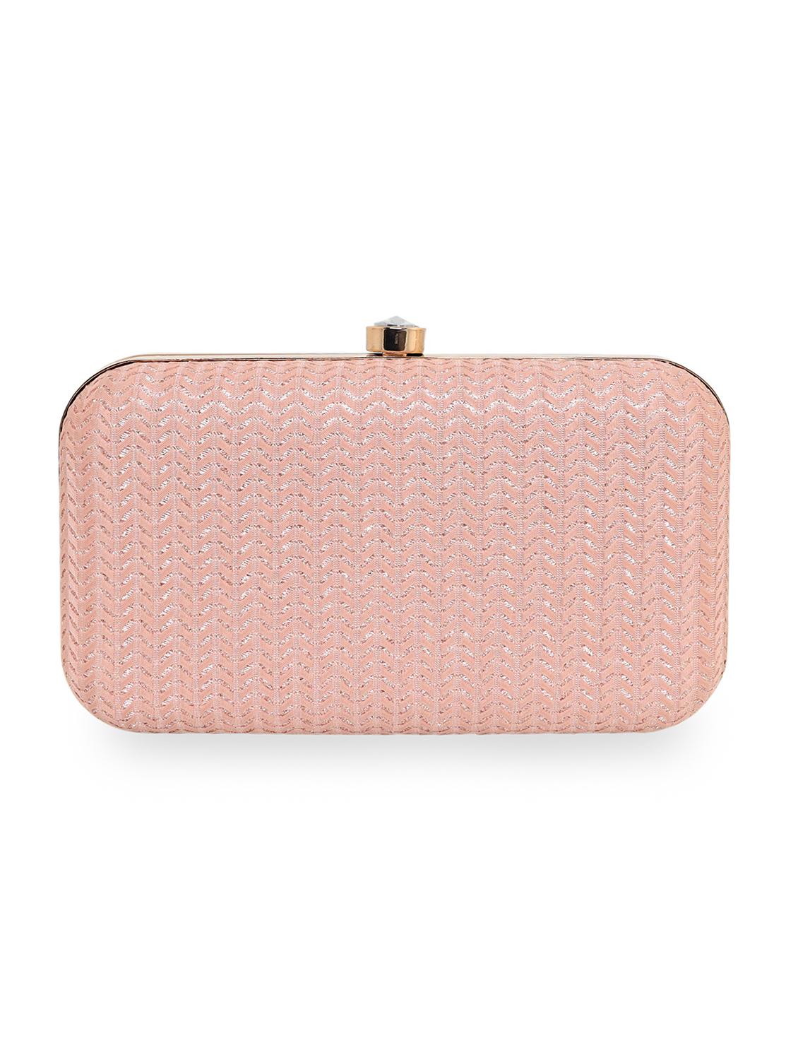 peach textured box clutch - 18393951 - Standard Image - 1