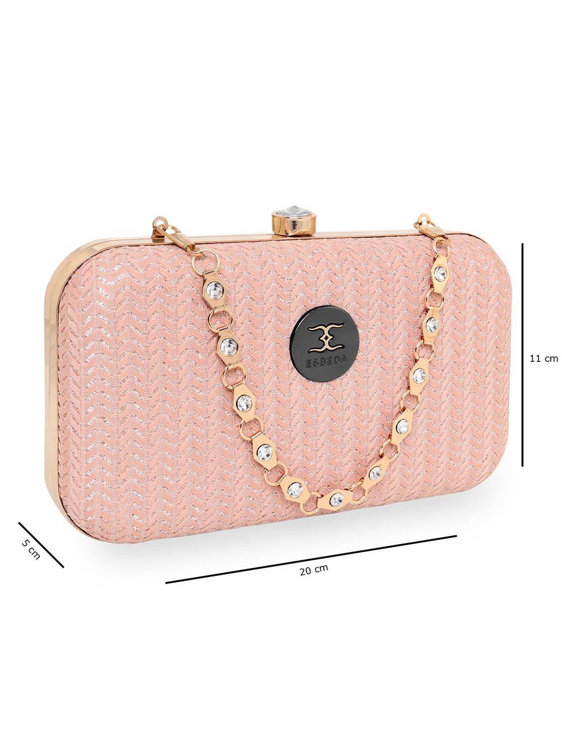 peach textured box clutch - 18393951 - Standard Image - 4