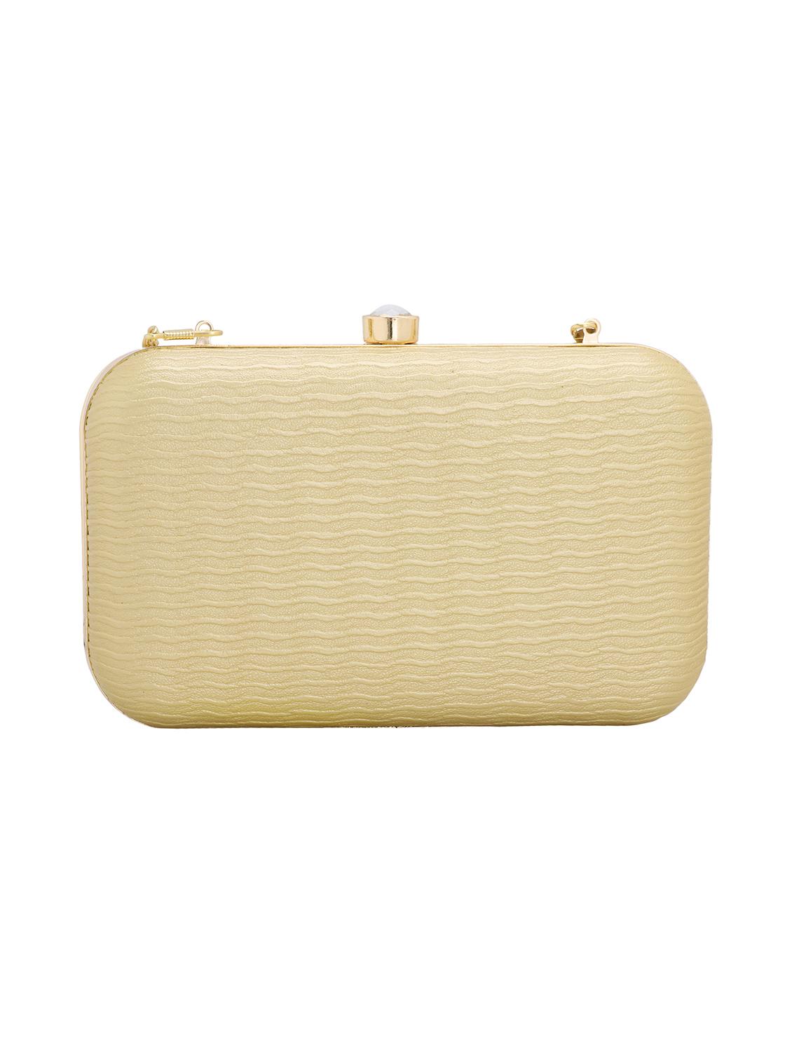 gold textured box clutch - 18393970 -  Standard Image - 1