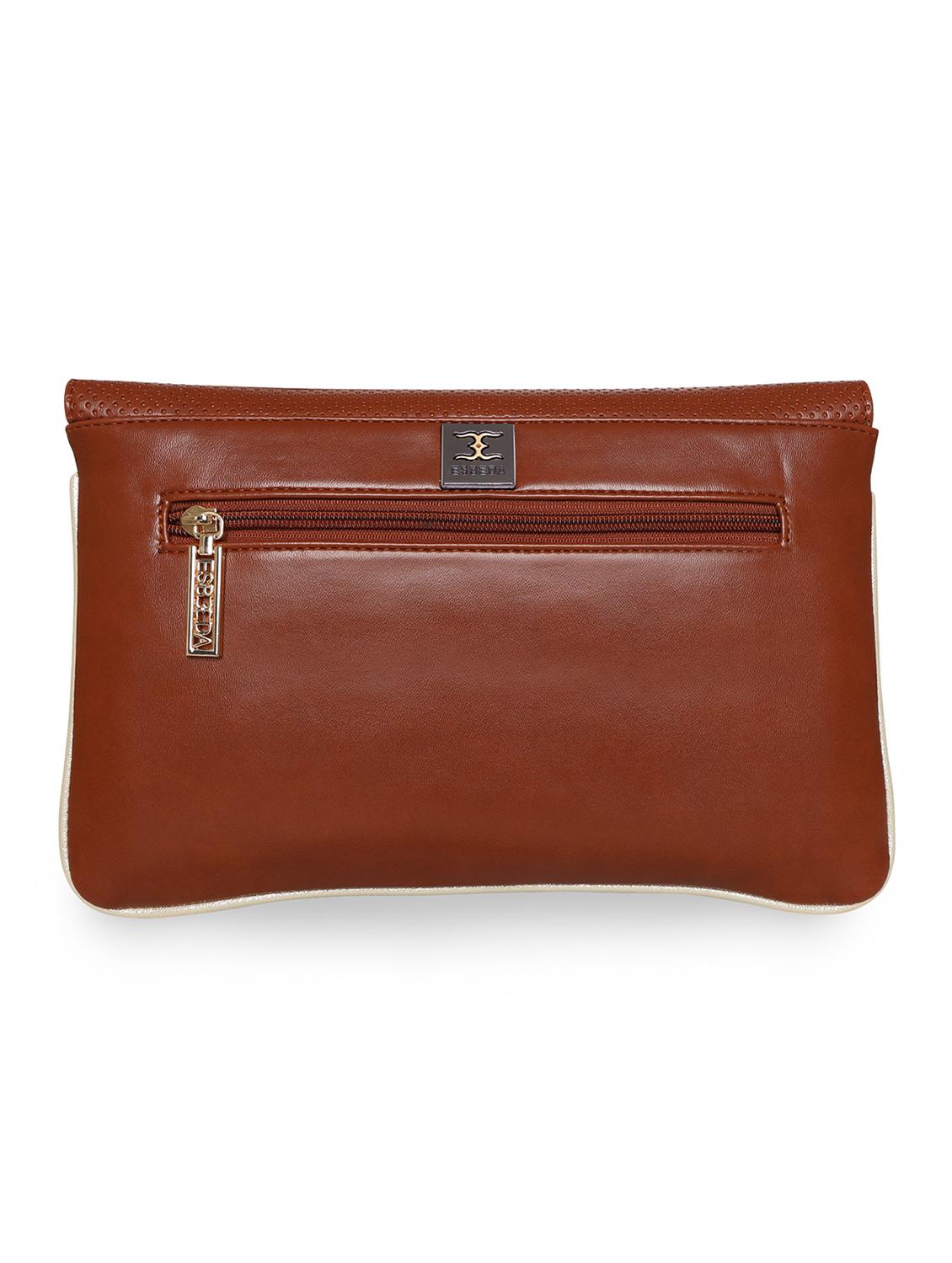 tan leatherette envelope clutch - 18393981 -  Standard Image - 1