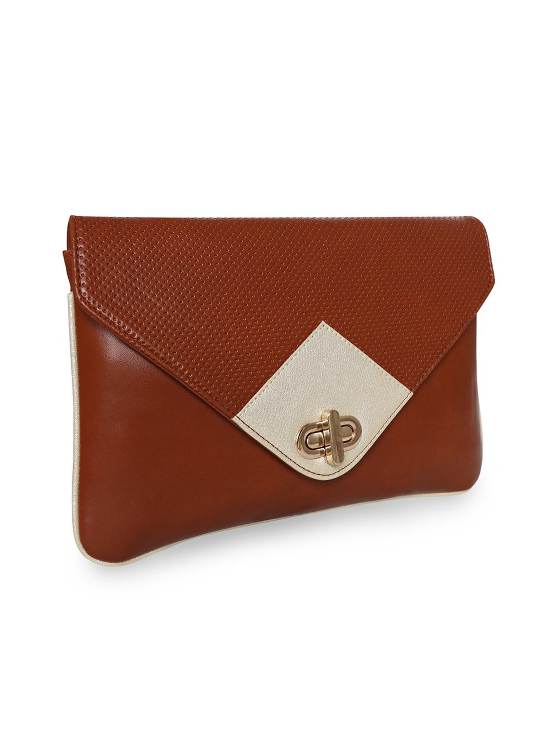 tan leatherette envelope clutch - 18393981 - Standard Image - 4