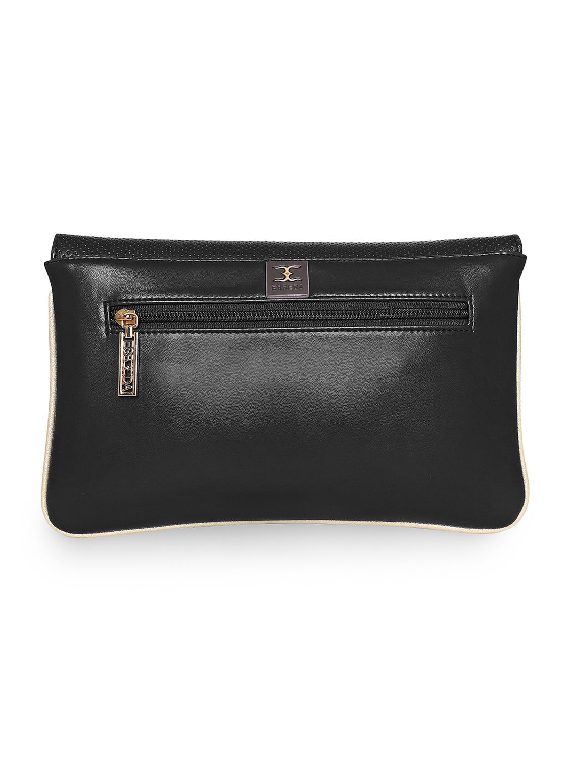 black leatherette envelope clutch - 18393984 -  Standard Image - 1