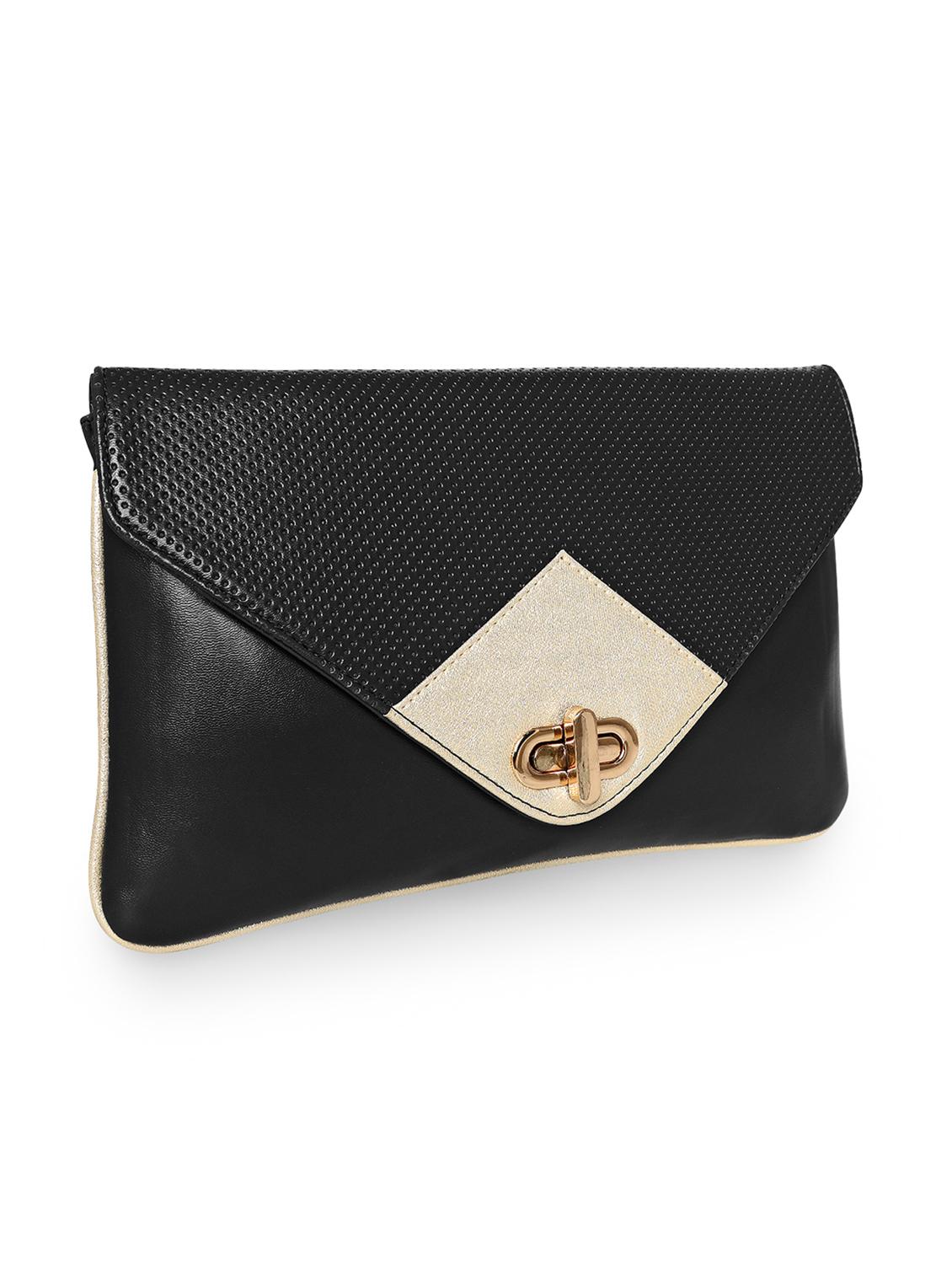 black leatherette envelope clutch - 18393984 - Standard Image - 4