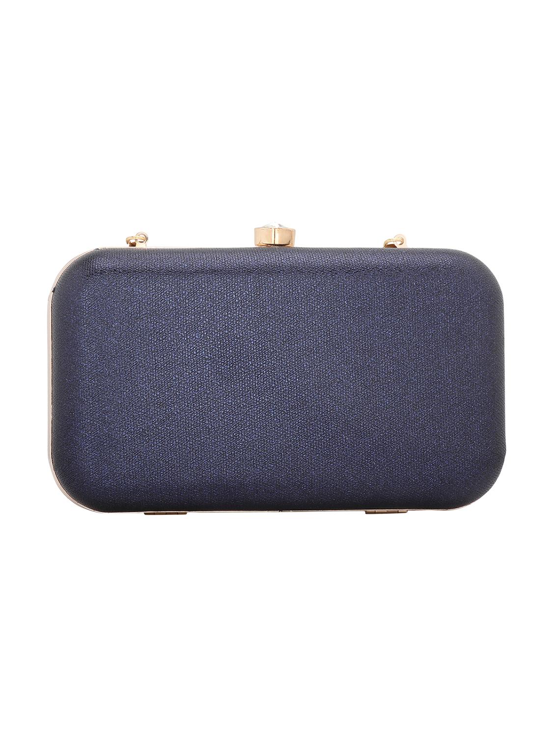 blue textured box clutch - 18393990 -  Standard Image - 1