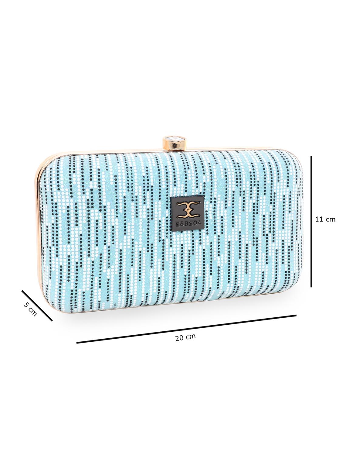 blue printed box clutch - 18394003 - Standard Image - 4