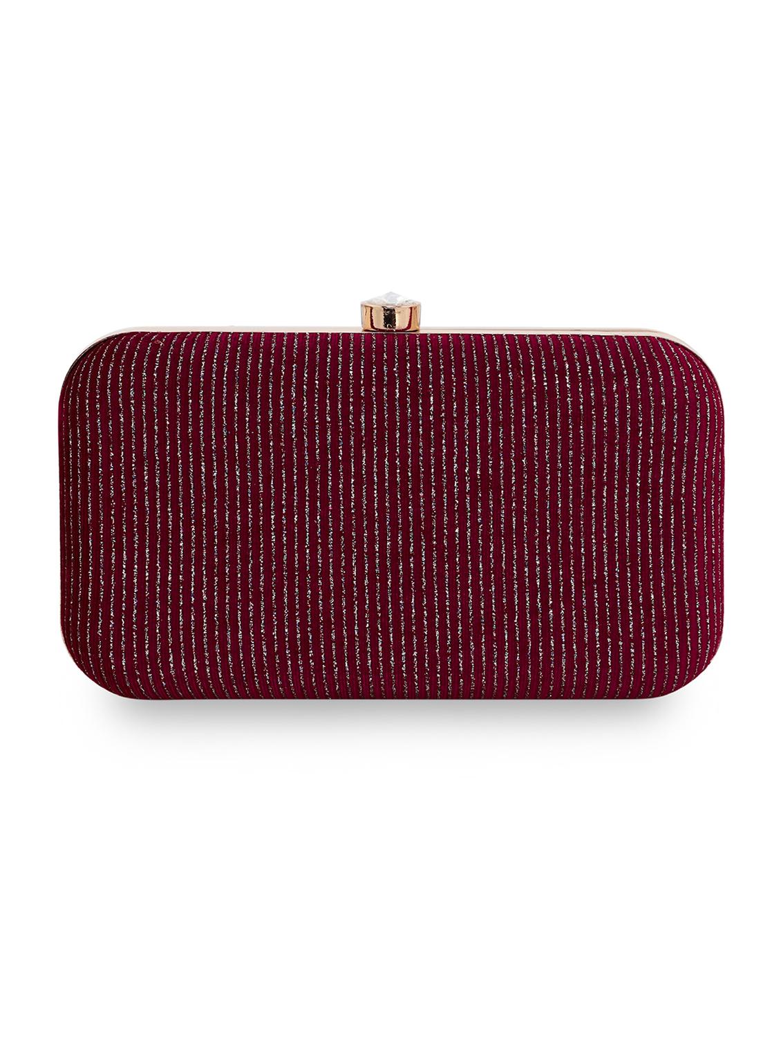 maroon velvet box clutch - 18394010 -  Standard Image - 1