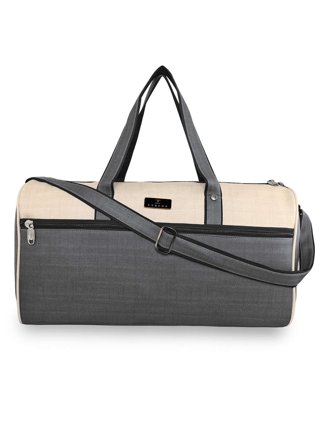 grey leatherette (pu) dufflebag