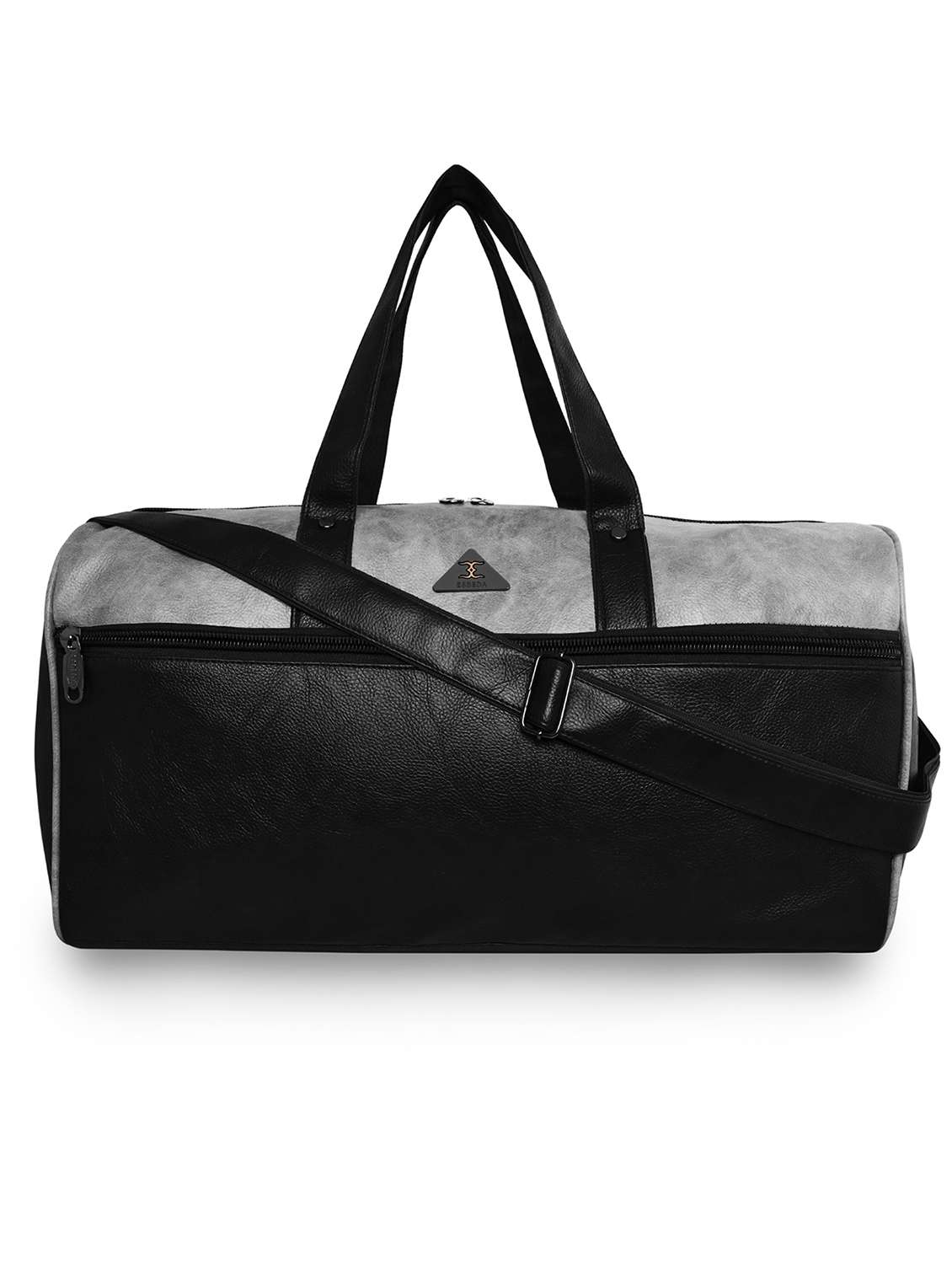 grey leatherette (pu) dufflebag